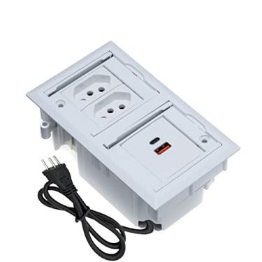 Imagem de Caixa De Tomada 4 Blocos Embutir 2 Tomadas 10A 2 USB 9.0A