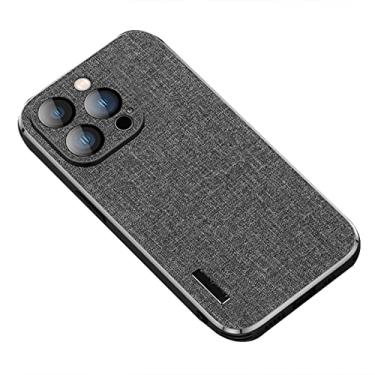 Imagem de Capa fina para iPhone 14/14 Pro/14 Plus/14 Pro Max, proteção de lente anti-riscos padrão de pano elegante TPU macio bumper capa protetora de telefone à prova de choque, preta, 14 plus 6,7 polegadas