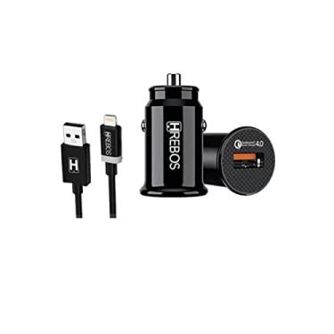 Imagem de Carregador Veicular Turbo HRebos HS-308i com cabo para iphone turbo veicular 18W