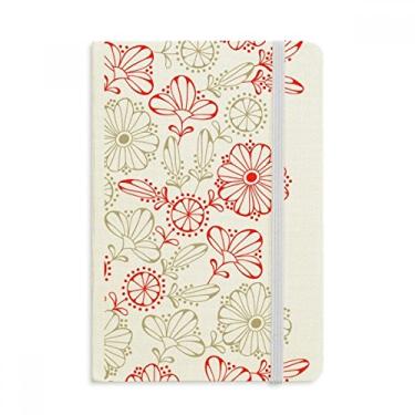 Imagem de Caderno decorativo de grama vermelha com flores frescas em tecido oficial capa dura diário clássico