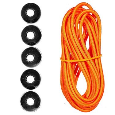 Imagem de Kits de cordas de choque Paracord Planet Ball – 3 m de cabo de choque de 0,5 cm – para acampamento, eventos, tendas, caminhadas, lonas e usos ao ar livre (laranja neon)