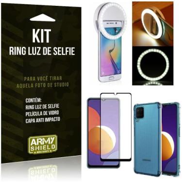 Imagem de Kit Galaxy M12 Flash Ring + Capa Anti Impacto + Película de Vidro 3D -