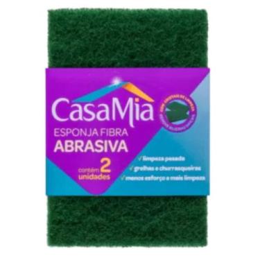 Imagem de Kit 2 Esponjas De Fibra Abrasiva Para Limpeza Pesada CasaMia, Verde
