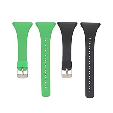 Imagem de Huwokxix Pulseira de relógio compatível com Polar FT4, pulseira de silicone ajustável para relógio inteligente PolarFT7, Preto + verde, Moderno