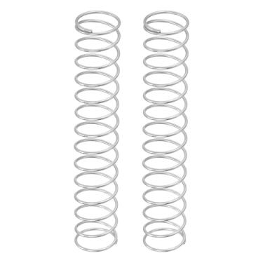 Imagem de uxcell 2 molas de compressão, 1 mm de diâmetro do fio x 15 mm OD x 90 mm de comprimento 304 de extensão de aço inoxidável 304 molas de pressão para reparos domésticos em lojas, prata