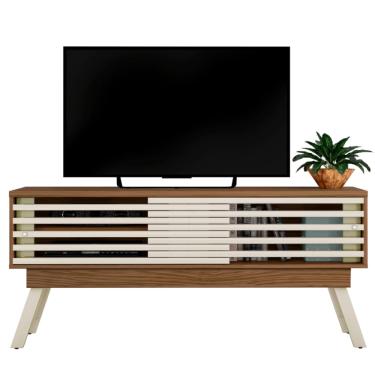 Imagem de Rack Bancada Tv 65 Pol 150 cm 2 Portas Frizz Naturale Off White MADETEC