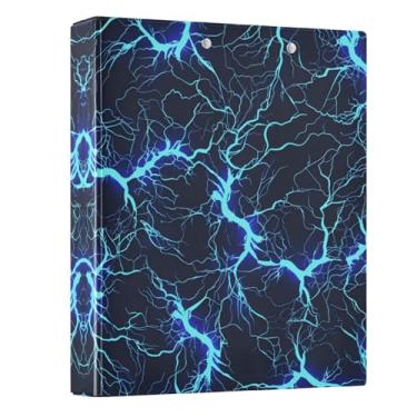 Imagem de Fichário com 3 anéis, azul escuro, relâmpago elétrico, 3,8 cm, fichário com 200 folhas para crianças, material escolar, mulheres e homens, escritório, 1 pacote