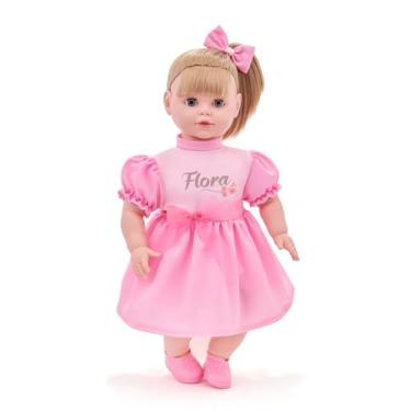 Imagem de Boneca reborn Fala 30 Frases Olhos Moveis Grande com Acessórios 50 cm Bebe Realista Mamadeira Sapatos Fralda Laço Fecha Olho Loira Menina Brinquedo