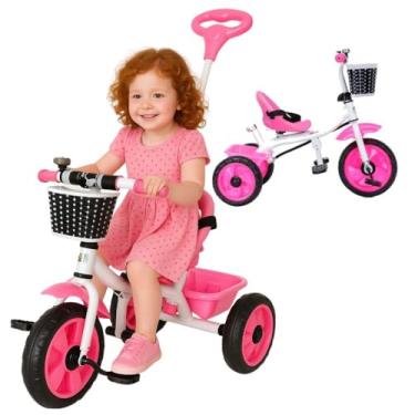Imagem de Triciclo Infantil com Empurrador Pedal 2 em 1 Passeio Criança Flex - Baby Style (Rosa)