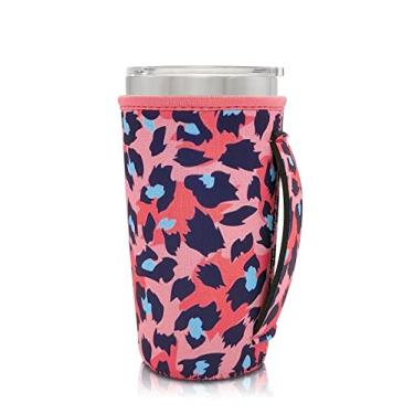 Imagem de Suporte de capa de copo com isolamento de neoprene compatível com copo de 590 ml, YETI Rambler de 590 ml, SUNWILL, RTIC, Trenta, as xícaras de café mais geladas (rosa guepar)