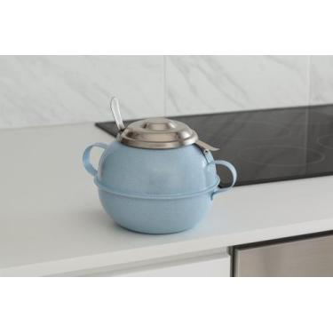 Imagem de Açucareiro Com Colher Inox Colors Azul Claro 500gr Ravinox