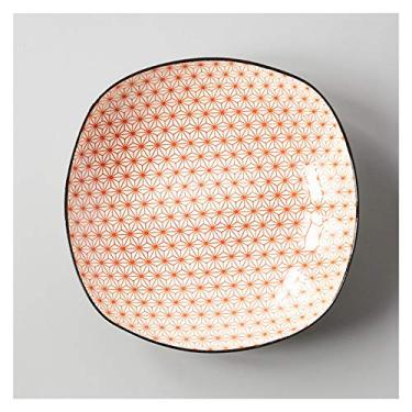 Imagem de Prato de serviço doméstico criativo utensílios de mesa frutas prato quadrado profundo bife ocidental prato de café da manhã pratos de personalidade (cor: E)