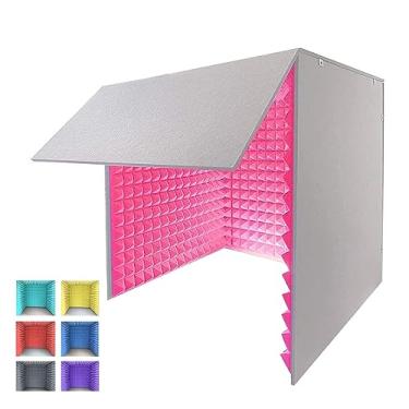 Imagem de JYXYXSCP Estúdio de gravação portátil, cabine de isolamento de microfone, gabinete à prova de som para estúdio doméstico para gravação de música (vermelho)