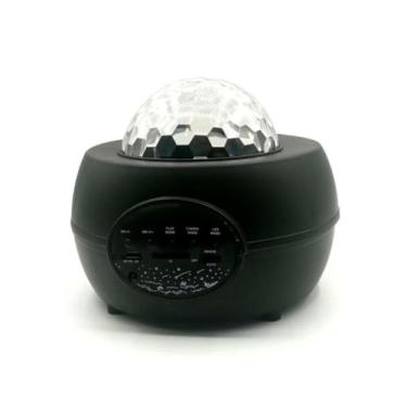 Imagem de Luminária Projetor Galáxia com Caixa de Som Bluetooth, LED RGB, Controle Remoto, Base Preta, 13x13x10.5cm, Reprodutor de Música TF/Bluetooth, Alimentação USB