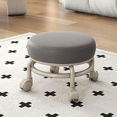 Imagem de BSNANCA Banqueta cosmética banqueta com rodinhas pequenas rodas para loja, garagem, jardim, bancos, portáteis, rolantes, multifunções, banco redondo (B) (D)