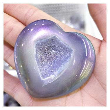 Imagem de FLOAPA Quartzo de ágata natural galvanizado anjo donzela halo cristais amor corações ornamento decoração de quarto moda pedras primárias e minerais