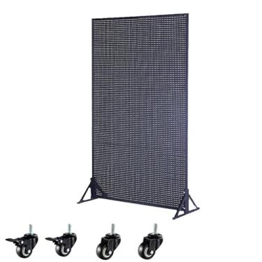 Imagem de Painéis de metal com rodas, organizador de escritório doméstico e porta-ferramentas, rack de exibição de feira de artesanato, solução de armazenamento de varejo, inclui 20 ganchos extras (50 x 120 cm)
