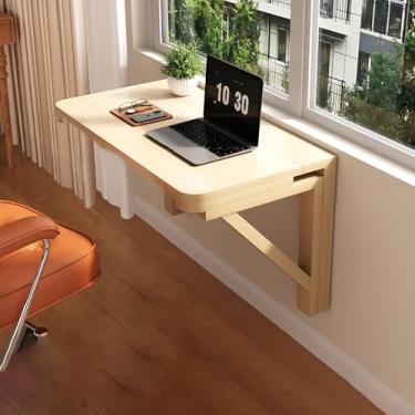 Imagem de Mesa dobrável de madeira montada na parede, pequena bancada dobrável montada na parede, mesa dobrável de folhas suspensas, mesa de jantar de cozinha, economia de espaço, para cozinha, lavanderia