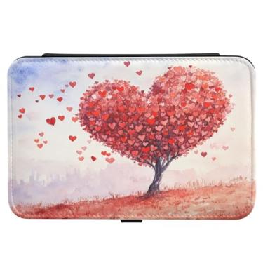 Imagem de Burbuja Caixa de joias de viagem com coração de dia dos namorados, presente para mulheres e meninas, estojo de joias portátil de couro PU organizador para brincos, anéis, colares e pulseiras