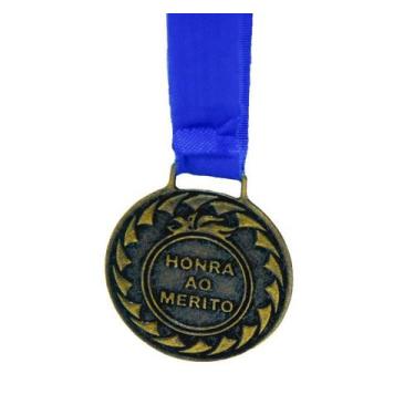 Imagem de Kit Com 10 Medalhas de Bronze M30 Honra ao Mérito Fita Azul - Crespar