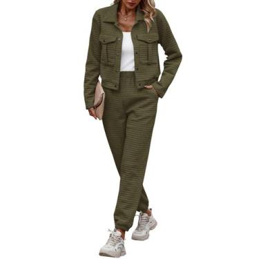 Imagem de Conjunto Feminino de Moletom PRETTYGARDEN 2 Peças Verde Militar XL
