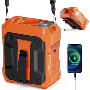 Imagem de ASNUG Ventilador de cintura portátil recarregável, alimentado por bateria de 10.000 mAh e tempo de funcionamento de 45H, ventilador pessoal de 10 velocidades com cordão, luz de flash, visor de LED