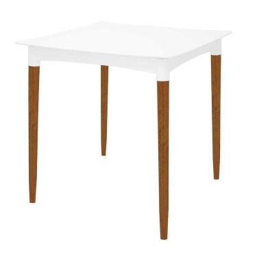 Imagem de Mesa Tramontina Diana Em Polipropileno Branco Com Pernas De Madeira Eucalipto Tramontina