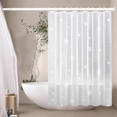 Imagem de jssablo Forro de cortina de chuveiro, 100% à prova d'água, cortinas de chuveiro Peva com 3 ímãs de fundo pesado e 12 ilhós à prova de ferrugem, forro de chuveiro com peso de 72 x 182 cm para box de