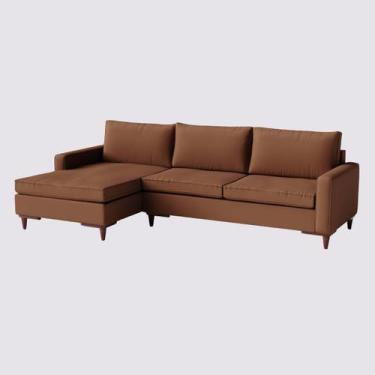 Imagem de Sofá Viena com Chaise 2,40m em Veludo Vulcânica Cobre - Home Mobily