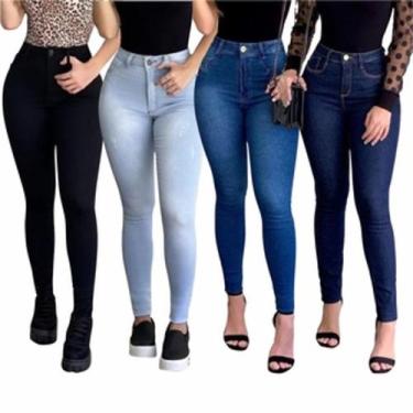 Imagem de Kit 3 Unid Calça Jeans Lycra Feminina Destroyed e Lisa - APOLLOGY, 46