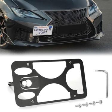 Imagem de Moldura frontal sem furadeira compatível com Lexus RC 2015-2021 Suporte de montagem de gancho de reboque para placa de carro antifurto Capas de etiqueta de carro à prova de ferrugem, acessórios de