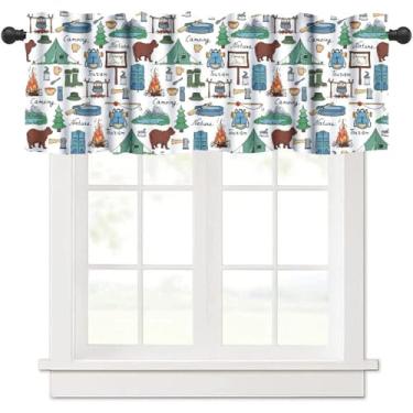 Imagem de GoDazzling Cortina, sanefa de cozinha, retrô, rústica, madeira, trailer, acampamento, estampa de janela, para quarto, sala de estar, café, banheiro, 1 painel L 137 x C45 cm