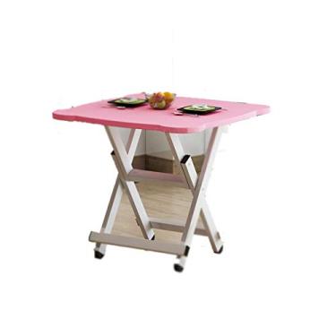 Imagem de Mesa dobrável mesa de jantar doméstica pequena mesa de jantar familiar mesa quadrada dobrável para 4 pessoas mesa pequena (cor: E)
