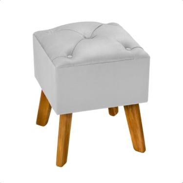 Imagem de Puff Decorativo de Veludo Captonê – Assento Retrô Luxo para Sala, Quarto e Recepção (CINZA CLARO)