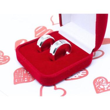 Imagem de Par De Alianças Grossa Em Prata 925 Legitima Compromisso Noivado Namor