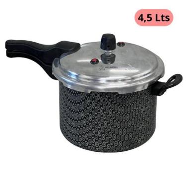 Imagem de Panela de pressão Tampa Fechamento Externo 4,5 litros Estampada Teflon