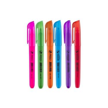 Imagem de Kit 6 Marca Texto Fluorescente Brw Escola e Escritório