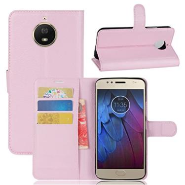 Imagem de Capa para Moto G5S Plus, carteira flip de couro PU premium com compartimento para cartão, suporte e fecho magnético [capa interna de TPU à prova de choque] Compatível com Moto G5S PLUS