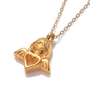 Imagem de YTIYT Colar de urna de aço inoxidável com asas de anjo em forma de coração lembrança memorial urna colar de cremação, Aço inoxidável, não conhecido