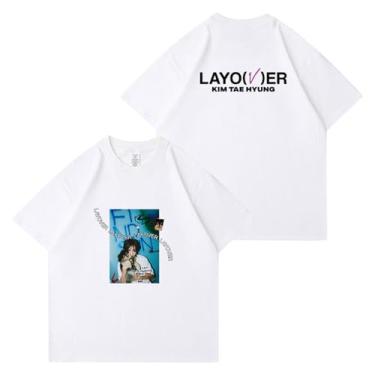 Imagem de Camiseta com estampa de cachorrinho em V Kim Tae Hyung Solo Merch para fãs camiseta de algodão gola redonda manga curta, 1 branco, GG