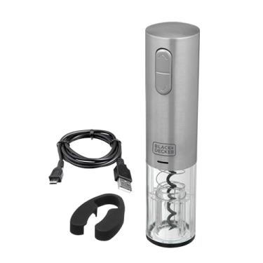 Imagem de Black Decker Abridor de Vinho Inox Gourmand Gris a Bateria, Carregamento via USB, Modelo W10