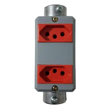 Imagem de Condulete C alumínio 3/4 Tramontina tomada dupla, Vermelho 20A