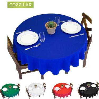 Imagem de Kit 2 Toalhas de Mesa Redonda 4 Lugares Lisa - Cozzilar, Azul