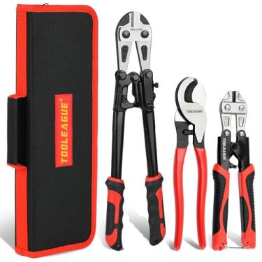 Imagem de TOOLEAGUE Conjunto de 3 peças de alicate de cortador de parafuso, cortador de parafuso resistente de 35,5 cm, cortador de cabo de fio de 25,4 cm, mini cortador de parafuso de 20 cm com bolsa de
