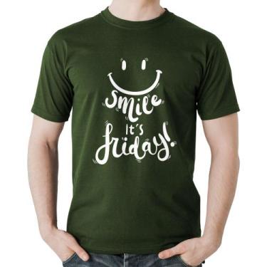 Imagem de Camiseta Algodão Smile, It's Friday! - Foca na Moda, Musgo, G