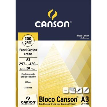 Imagem de Bloco de Papel Canson Creme 200g A3 20 Folhas