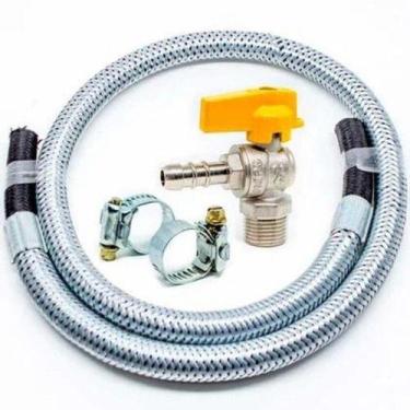 Imagem de Kit Instalação Mangueira 1,00mt Bico X Bico Gás Encanado - Aliança