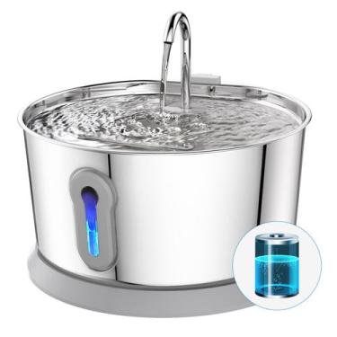 Imagem de Fonte de Água para Gato HAJXM - Sem Fio, 4L, Aço Inoxidável