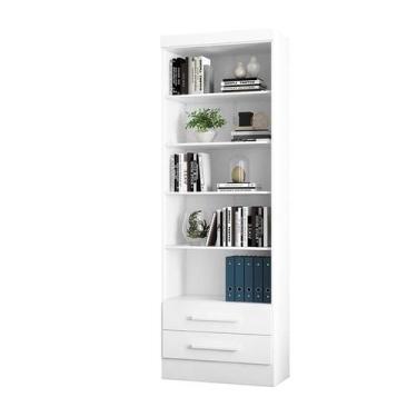 Imagem de Estante Para Livros Livreiro Duas Gavetas Branco - Qmovi