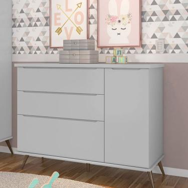 Imagem de Cômoda Infantil 1 Porta 3 Gavetas Melinda Phoenix Baby Cinza